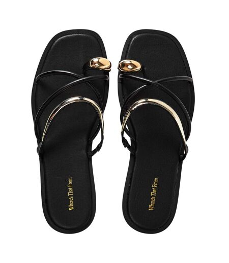 Sandales Vacances Motif/style Lanières Femme Noir Where´s That From