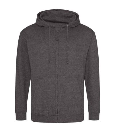 Mens full zip hoodie charcoal Awdis