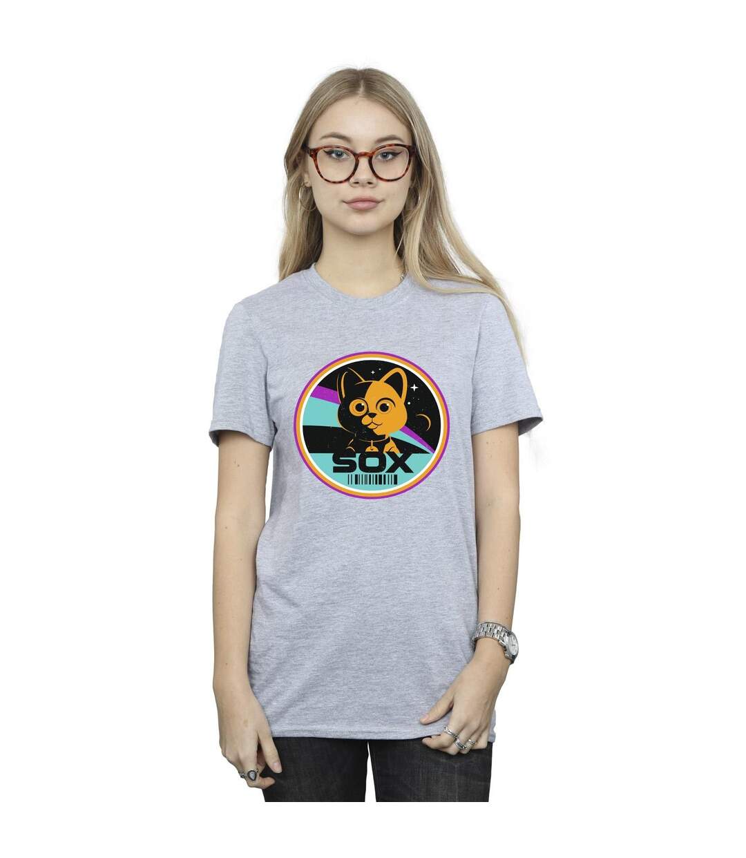 Disney Femme/Ladies Lightyear Sox Circle Cotton Boyfriend T-Shirt (Gris sportif) - UTBI33998-2