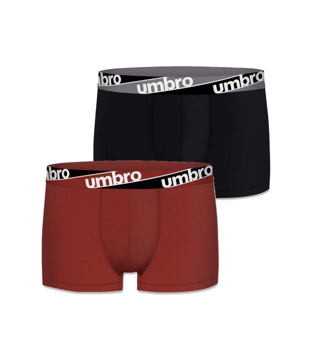 UMBRO Lot de 2 Boxers Homme Coton BCX2ASS4 Rouge Noir