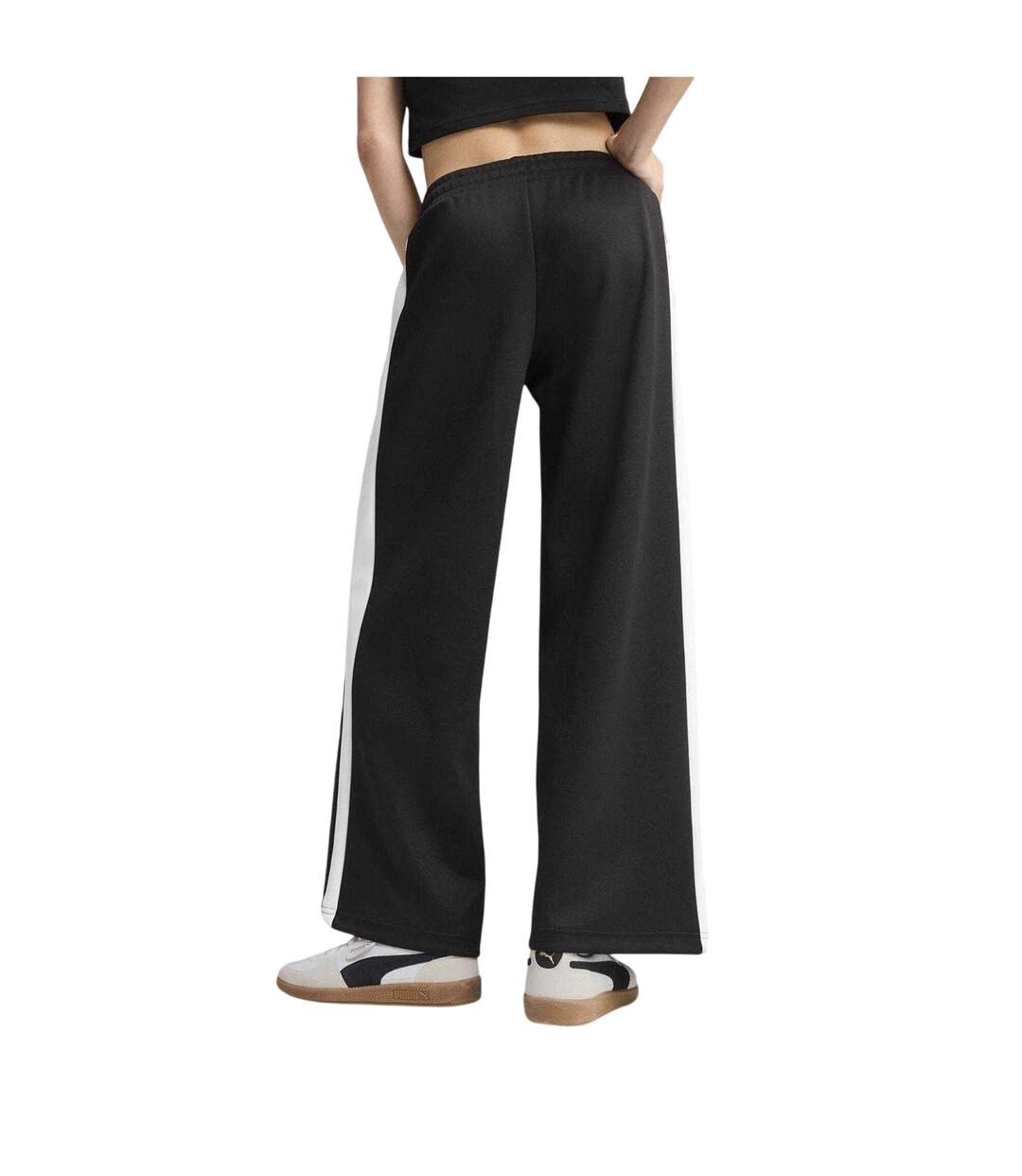 Womens/ladies T7 Open Hem Low Rise Joggers Black White Puma-3