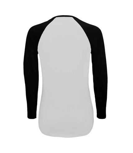 SOLS Womens/Ladies Milky Contrast Long Sleeve T-Shirt (White/Deep Black)