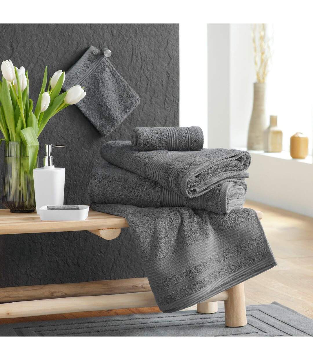 Drap de Douche Tendresse 70x130cm Anthracite-4