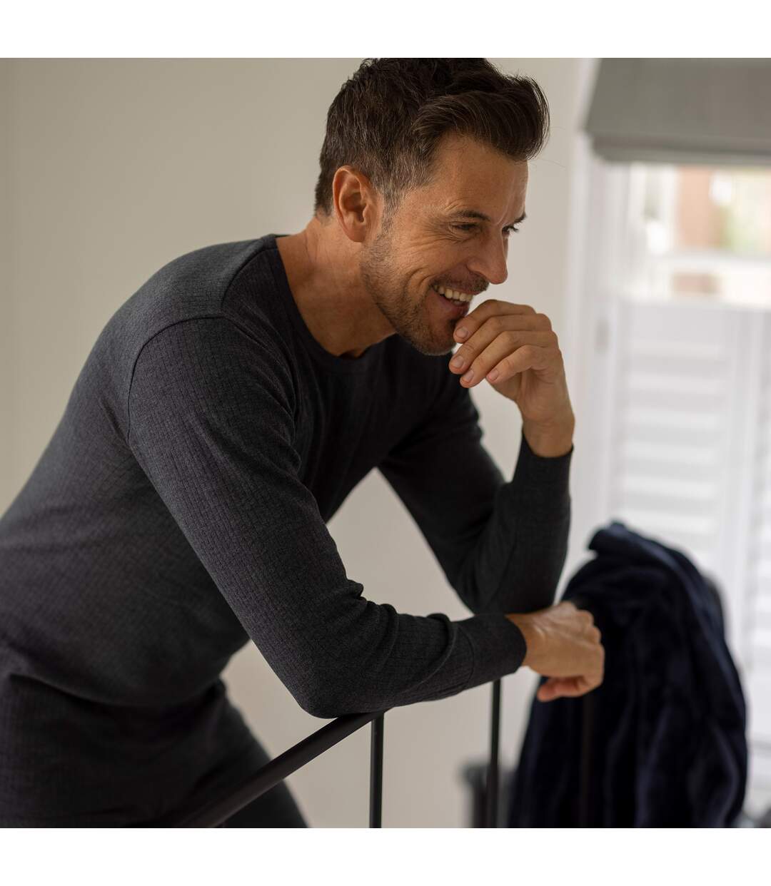 Mens Cotton Thermal Underwear Long Sleeve Top-5