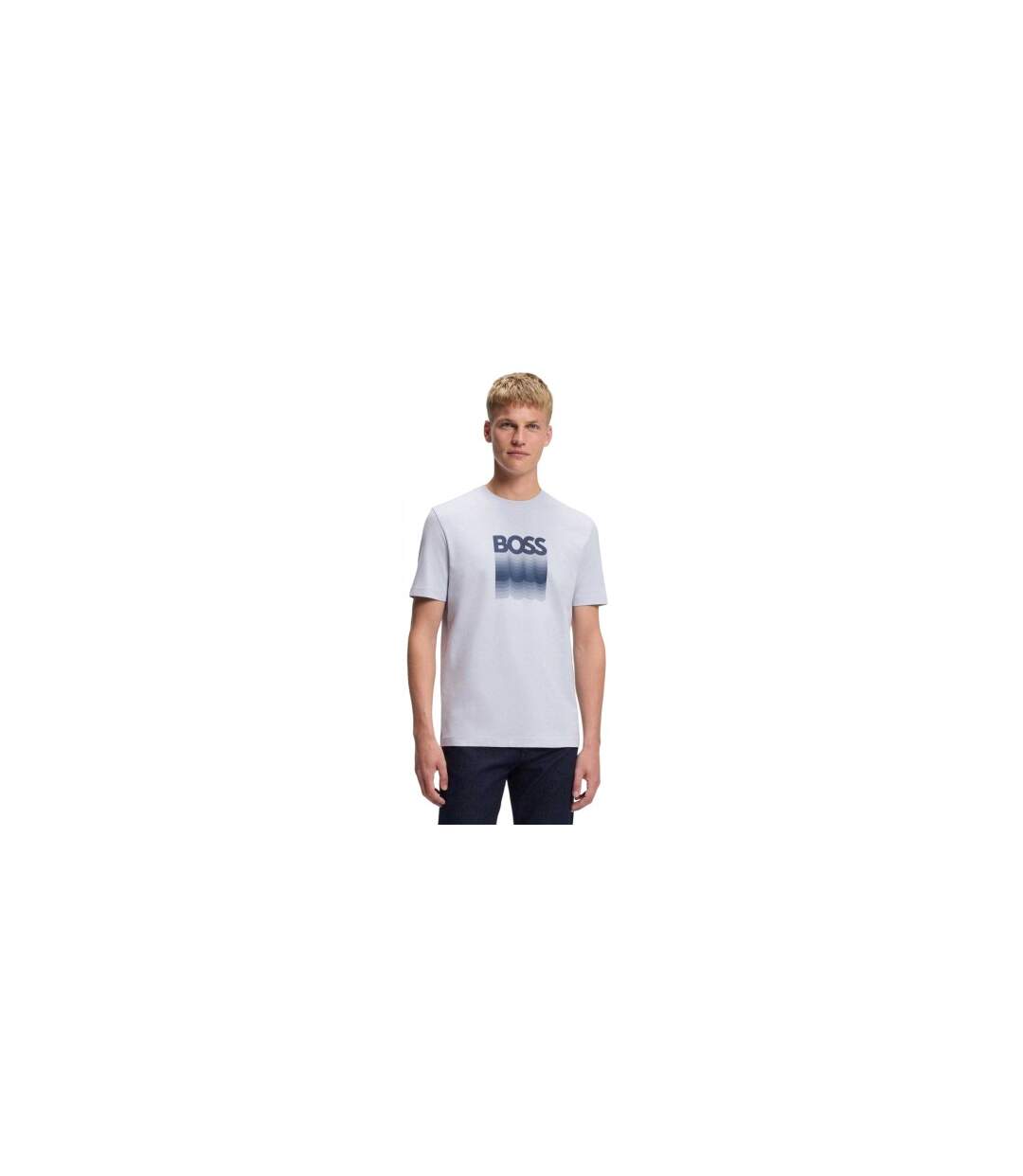 Mens Insignia Logo T-shirt Light Pastel Grey Boss-1