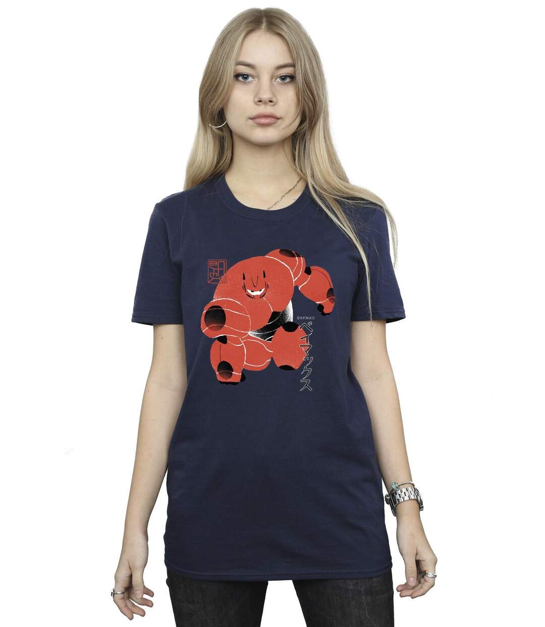 Disney Womens/Ladies Big Hero 6 Baymax Suite Pose Cotton Boyfriend T-Shirt (Bleu marine) - UTBI15539-2
