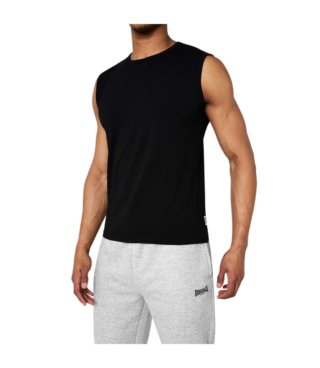 Débardeur Sans Manches Motif/style Uni Homme Noir Lonsdale-4
