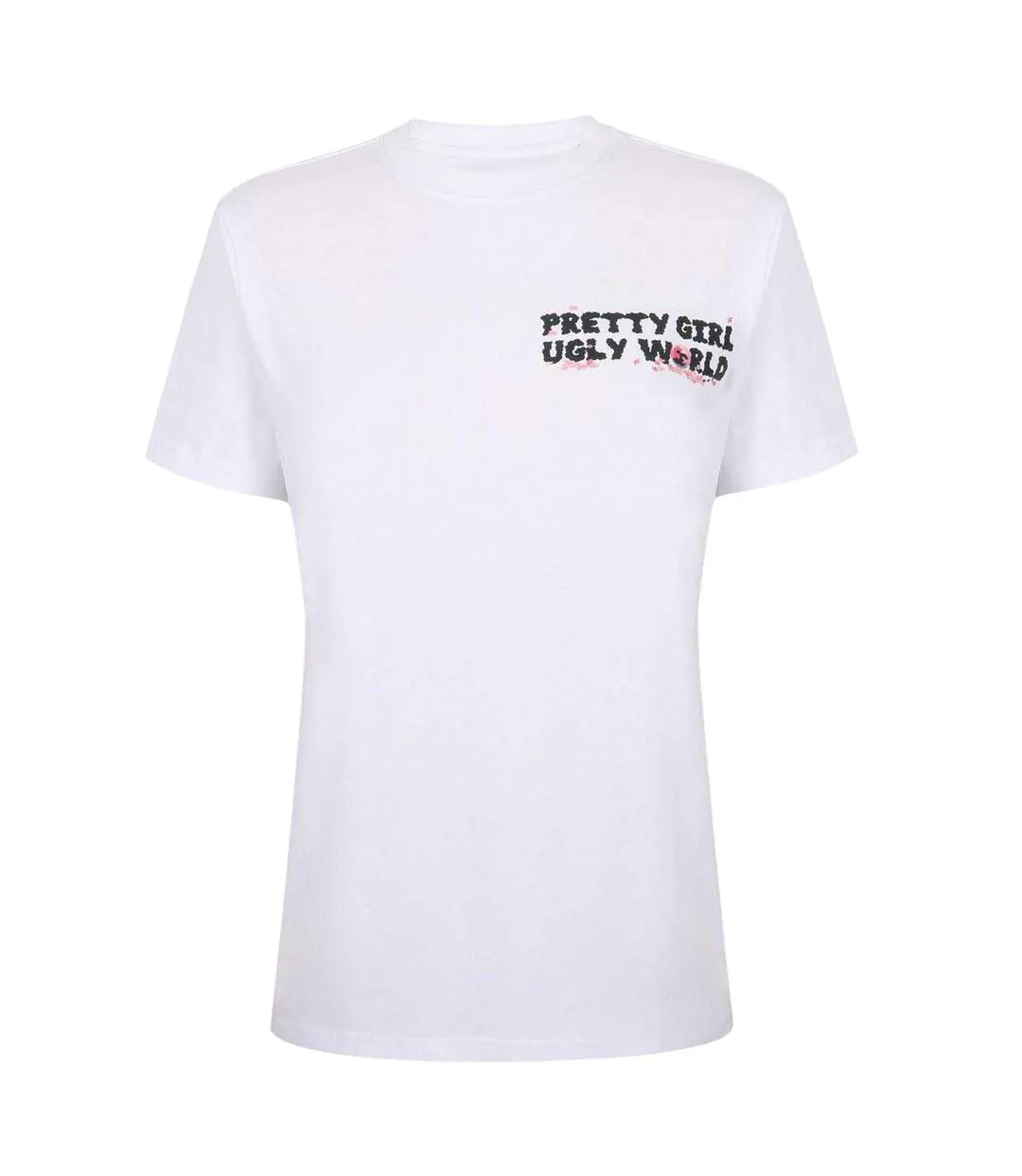 Womens/ladies Graphic Print Short-sleeved T-shirt White Pink Pretty Boy Ugly World-1