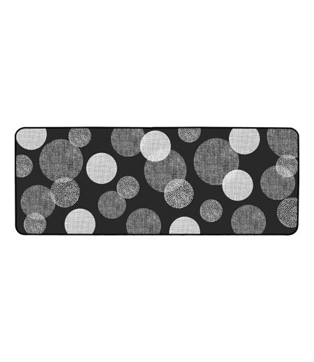 Tapis de Couloir Imprimé Oxana 45x120cm Noir