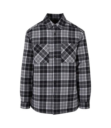 Mens Checked Padded Shirt Jacket Black White Urban Classics