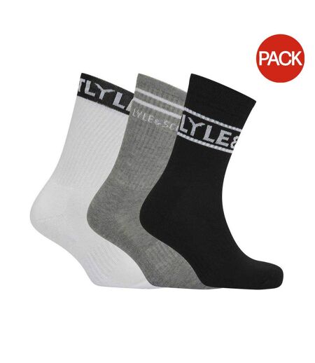 Lot De 3  Paires De Chaussettes Motif/style Marque Homme Noir Blanc Gris Lyle & Scott