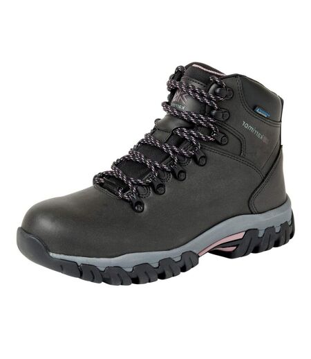 Womens/ladies Mendip Leather Hiking Boots Black Karrimor
