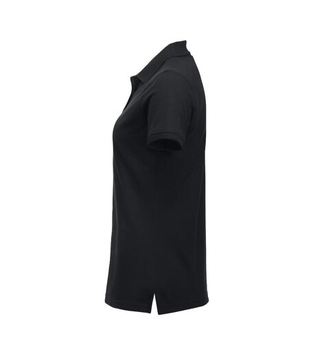 Womens/ladies Manhattan Polo Shirt Black Clique