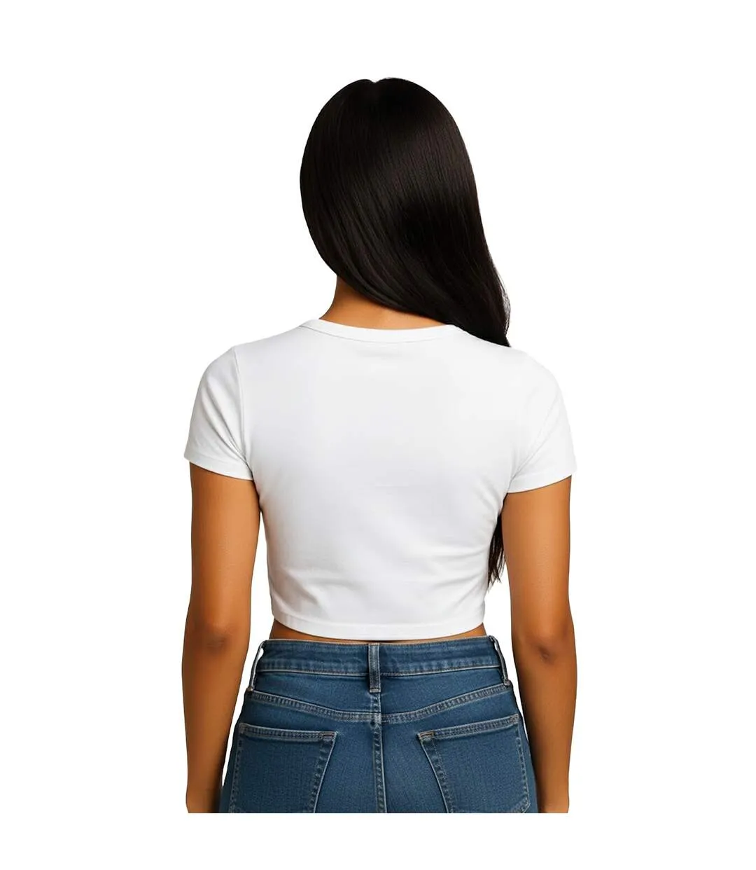Womens/ladies Combed Cotton Crop T-shirt White Casual Classics-2