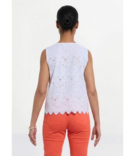 Débardeur boutonné broderie anglaise coton