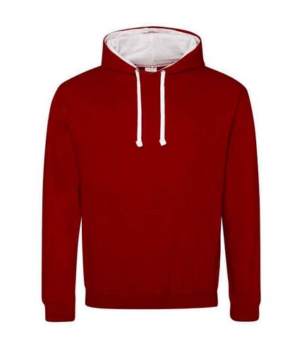 Sweat à capuche varsity femme rouge feu / blanc Awdis