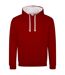 Womens/ladies varsity hoodie fire red/arctic white Awdis