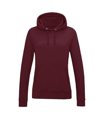 Womens/ladies girlie college hoodie burgundy Awdis