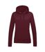 Womens/ladies girlie college hoodie burgundy Awdis