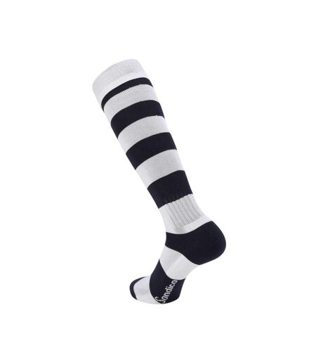 Chaussettes De Foot Motif/style Rayures Contrastées Homme Bleu Marine Blanc Sondico