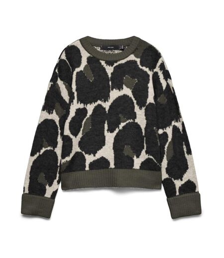 Pull imprimé noir/beige femme vero moda leonie