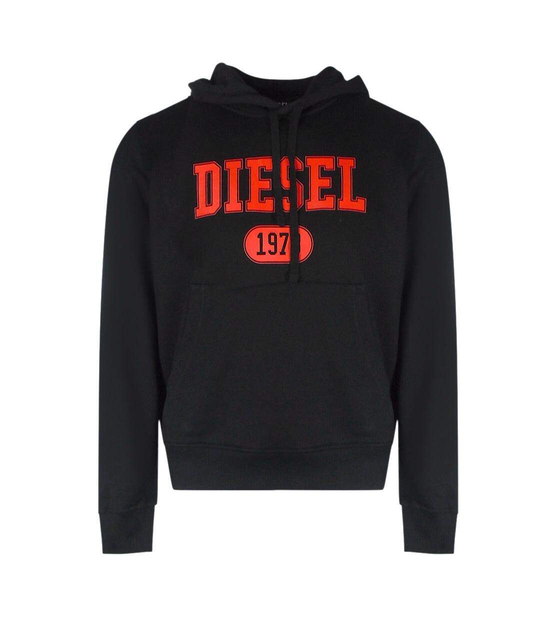 Sweat À Capuche Motif/style Logo Homme Noir Rouge Diesel-1