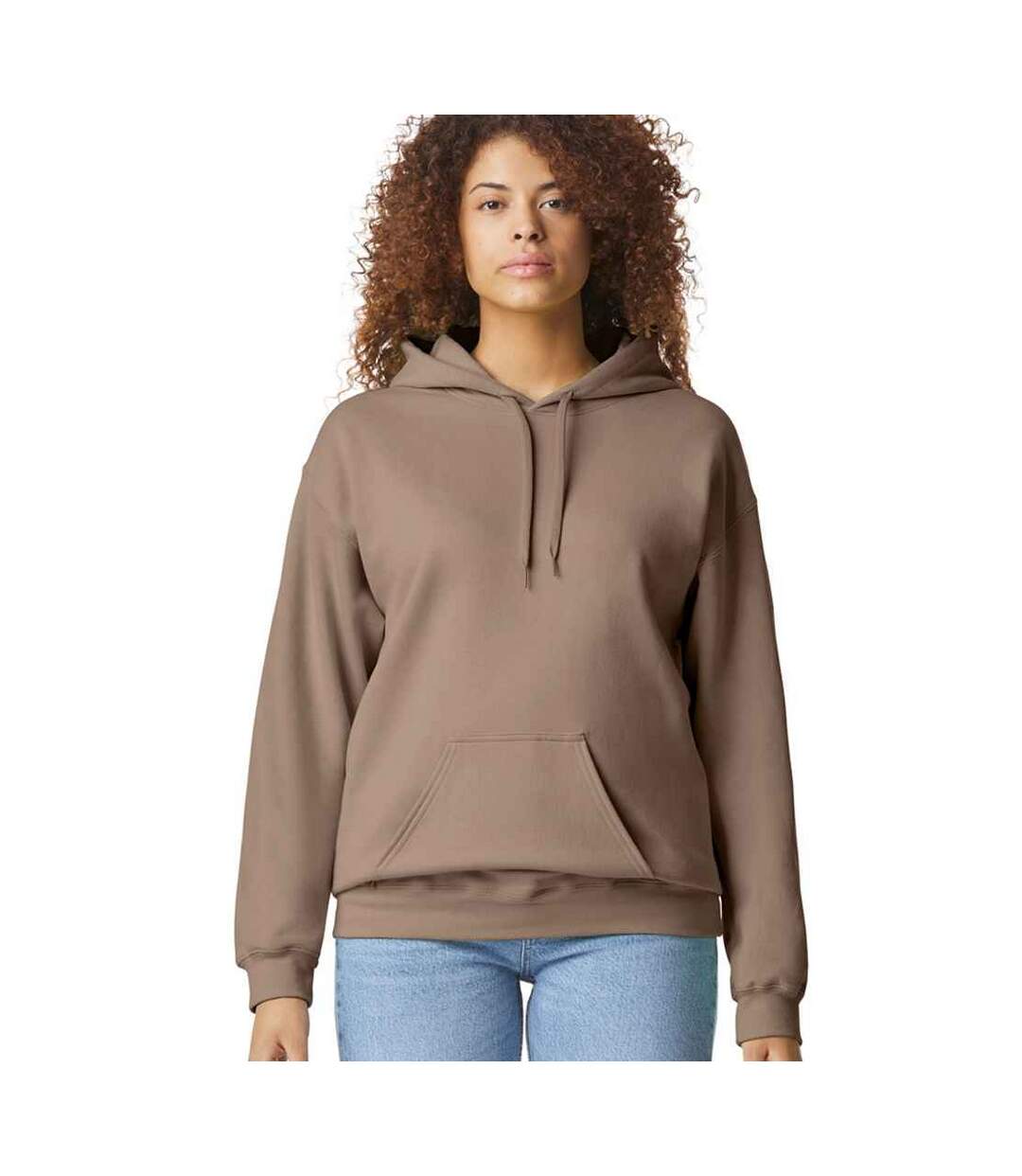 Mens Midweight Soft Touch Hoodie Brown Savana Gildan-1