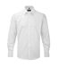 Mens herringbone long-sleeved formal shirt white Russell Collection-1