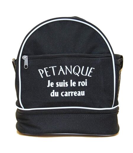 Sac bandoulière pour 3 boules de pétanque - Je suis le roi du carreau - noir