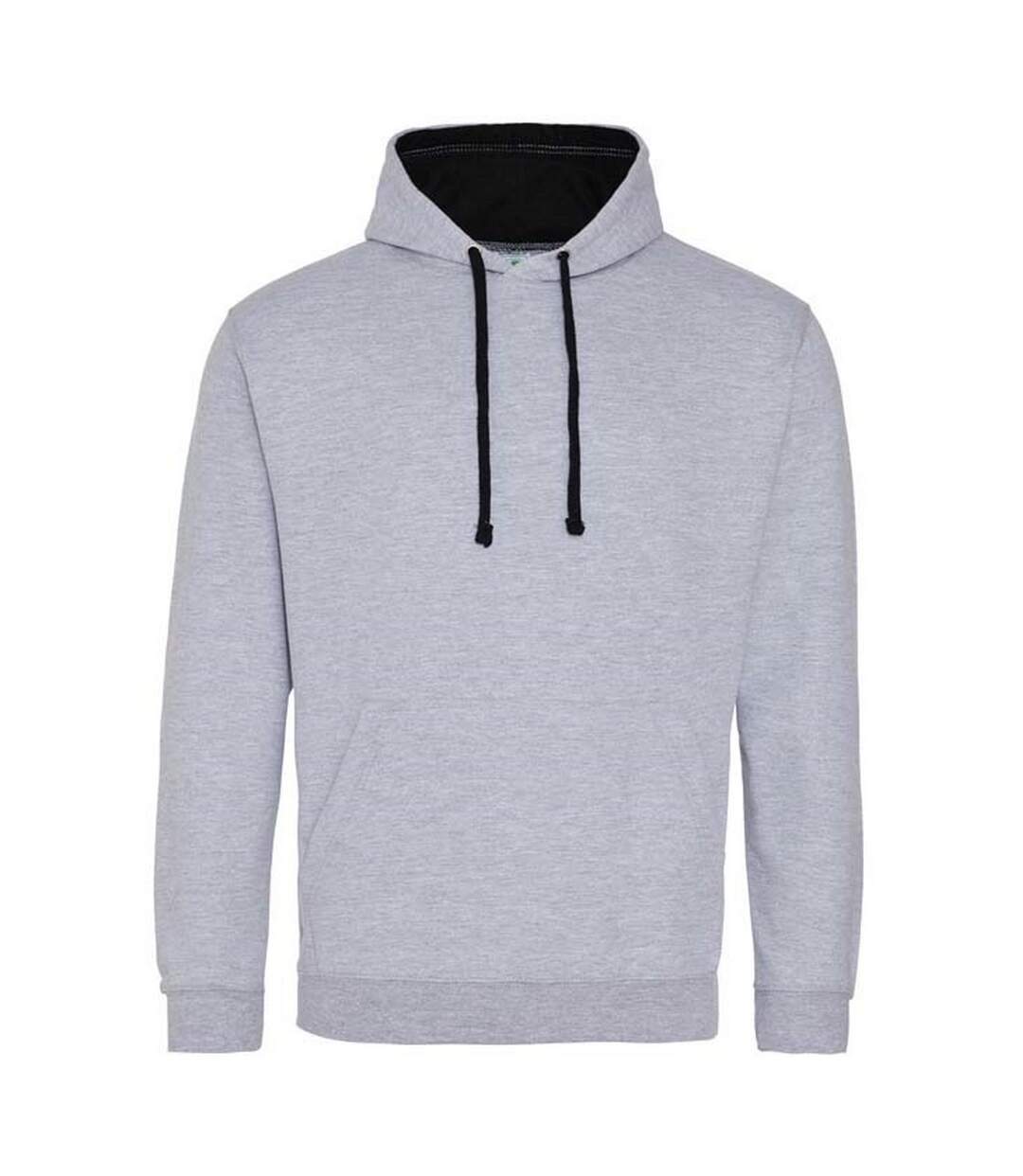 Sweat À Capuche Varsity Adulte Gris Chiné Noir Vif Awdis-1