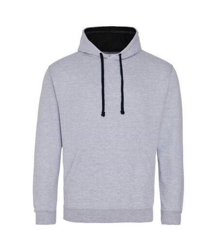 Sweat À Capuche Varsity Adulte Gris Chiné Noir Vif Awdis