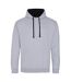 Sweat À Capuche Varsity Adulte Gris Chiné Noir Vif Awdis-1