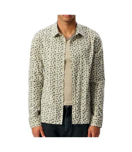 Chemise beige/noir fleuris homme teddy smith carton strectch