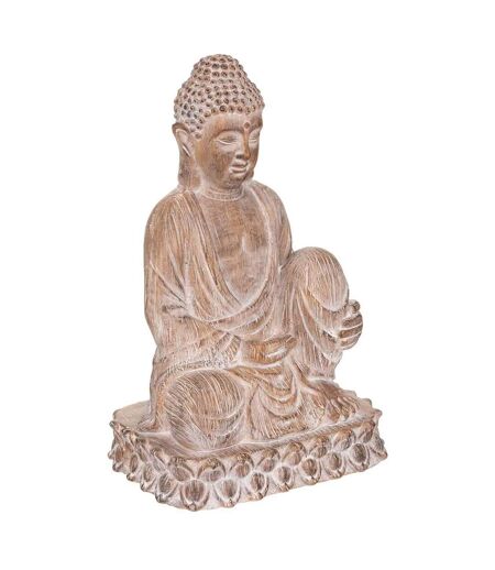 Statue Bouddha Déco Effet Bois 67cm Beige Lin