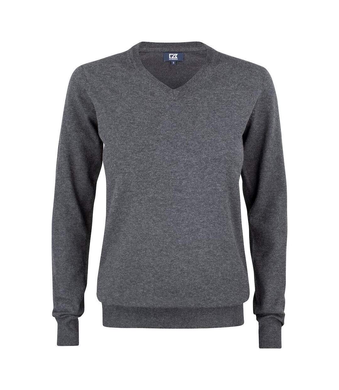 Womens/ladies oakville v neck sweatshirt anthracite melange Cutter & Buck-2