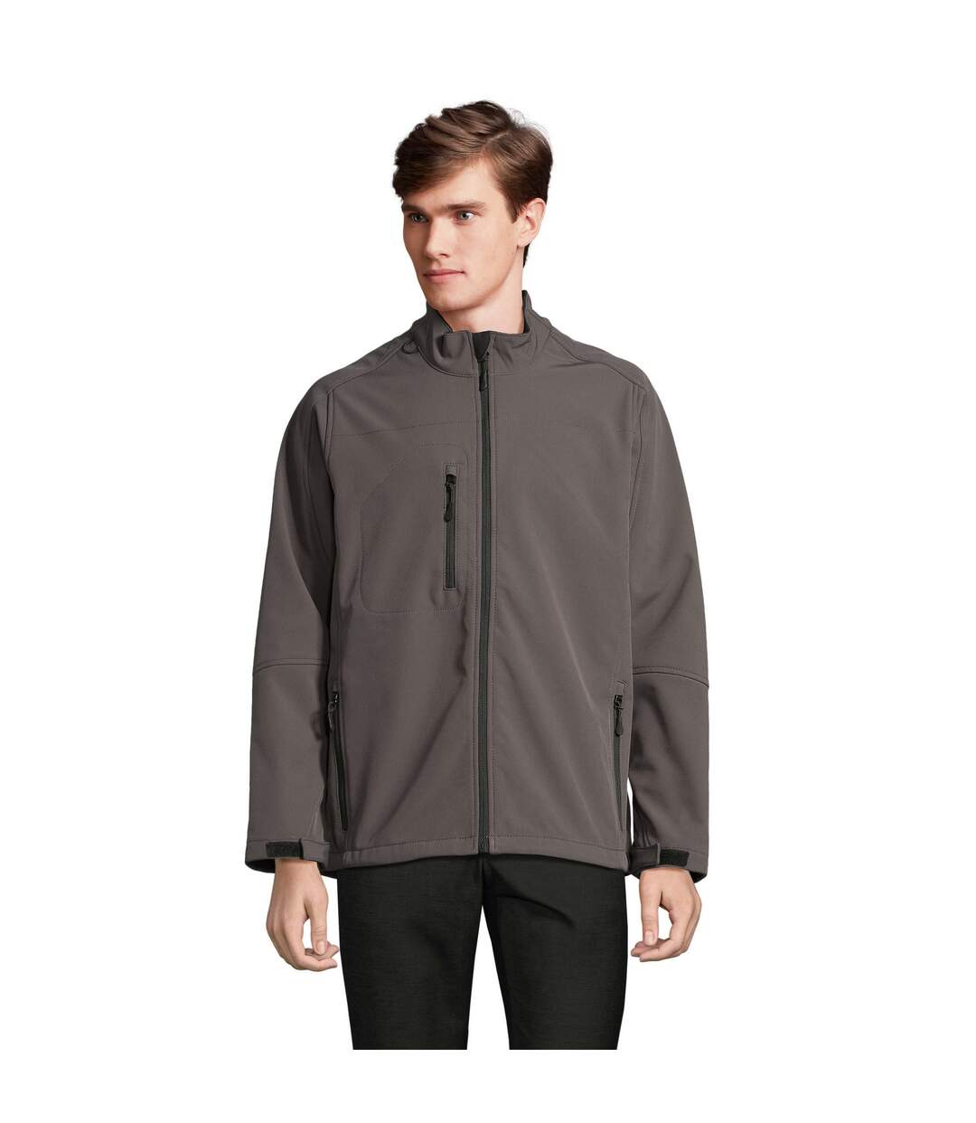Veste Softshell Relax Homme Gris Charbon Uni SOLS-2