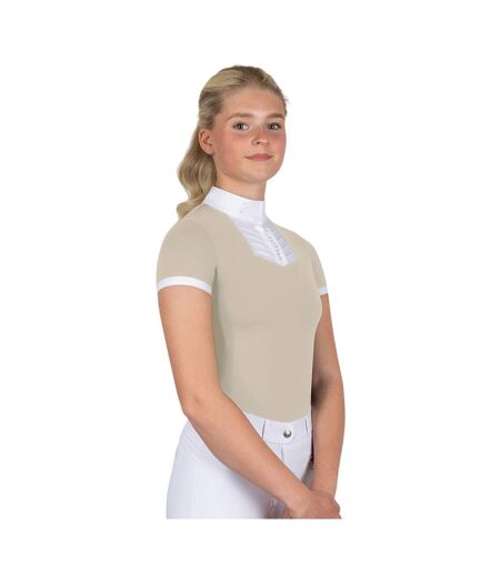 Womens/ladies Roslin Crystal Short-sleeved Show Shirt Latte Coldstream
