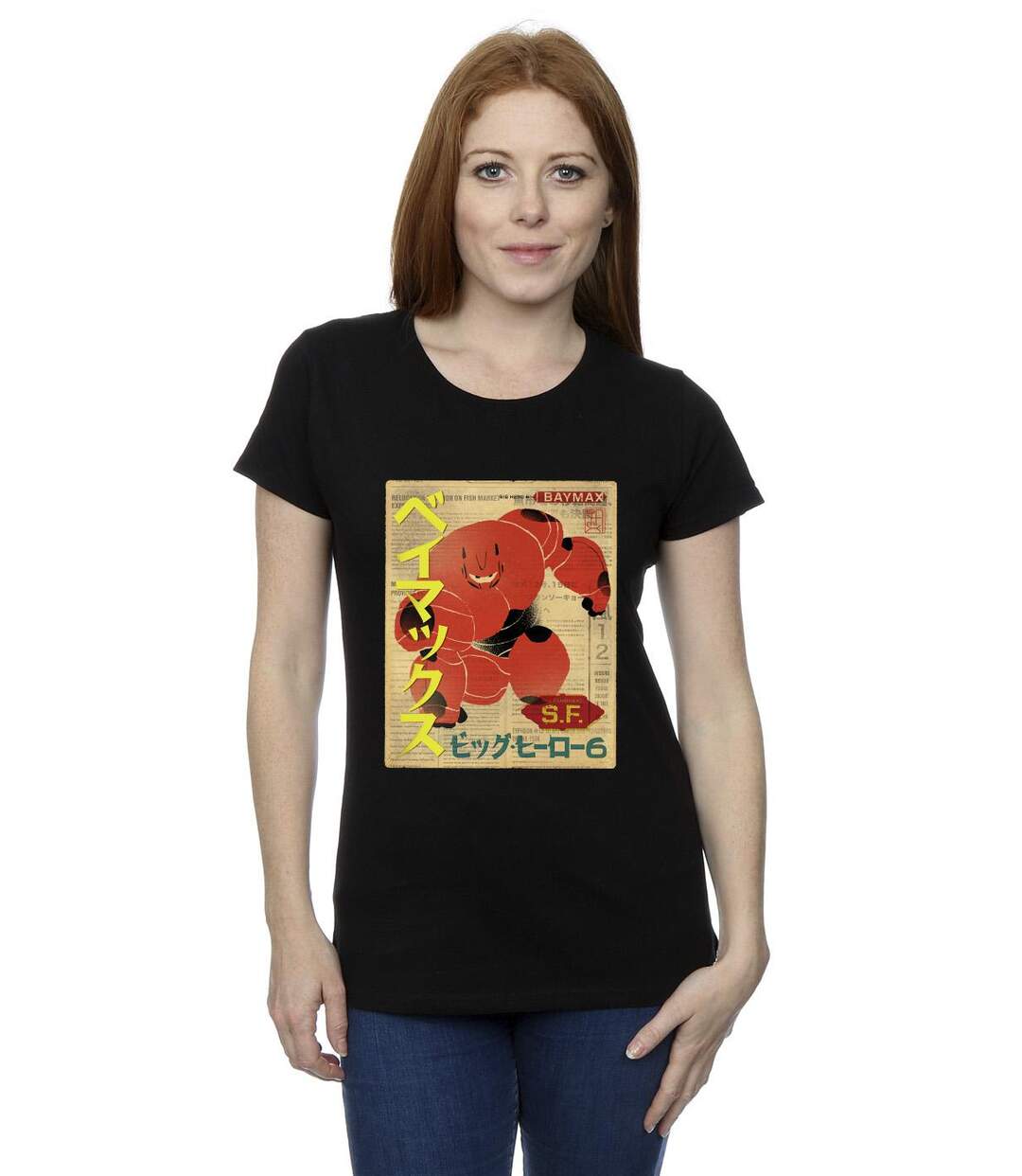 Disney - T-shirt BIG HERO BAYMAX BAYMAX NEWSPAPER - Femme (Noir) - UTBI13048-2