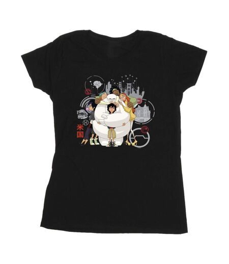 Disney - T-shirt BIG HERO BAYMAX GROUP HUG - Femme (Noir) - UTBI13244