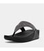 Womens/ladies Lulu Glitz Toe Post Wedge Sandals Black Fit Flop-2