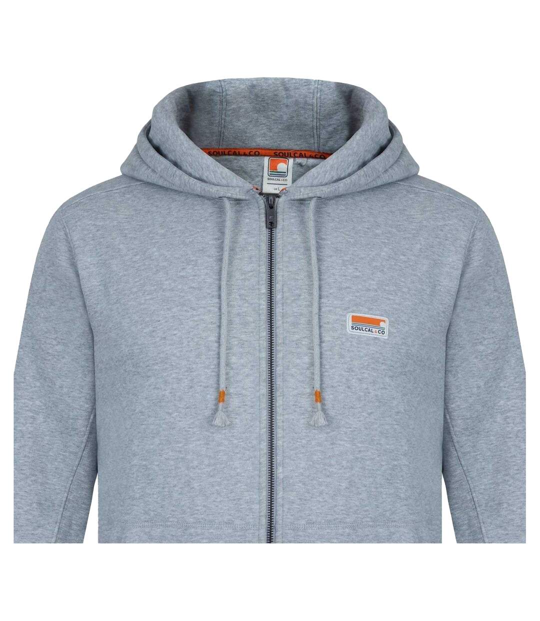 Mens Signature Cotton Full Zip Hoodie Grey Marl SoulCal-4