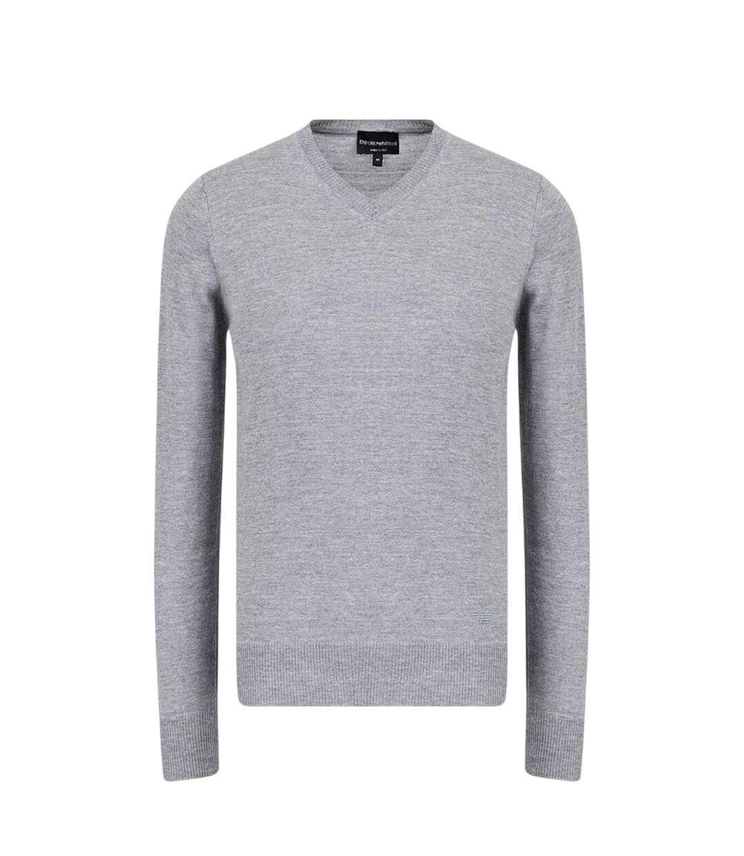 Mens V Neck Jumper Grey Emporio Armani EA7-2