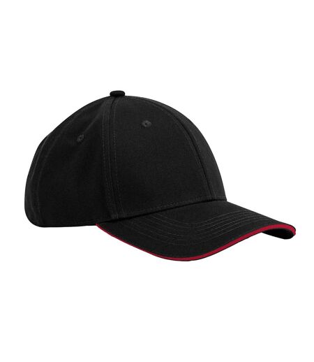 Casquette De Baseball Motif/style 6 Panneaux Earthaware Noir Rouge Classique Beechfield