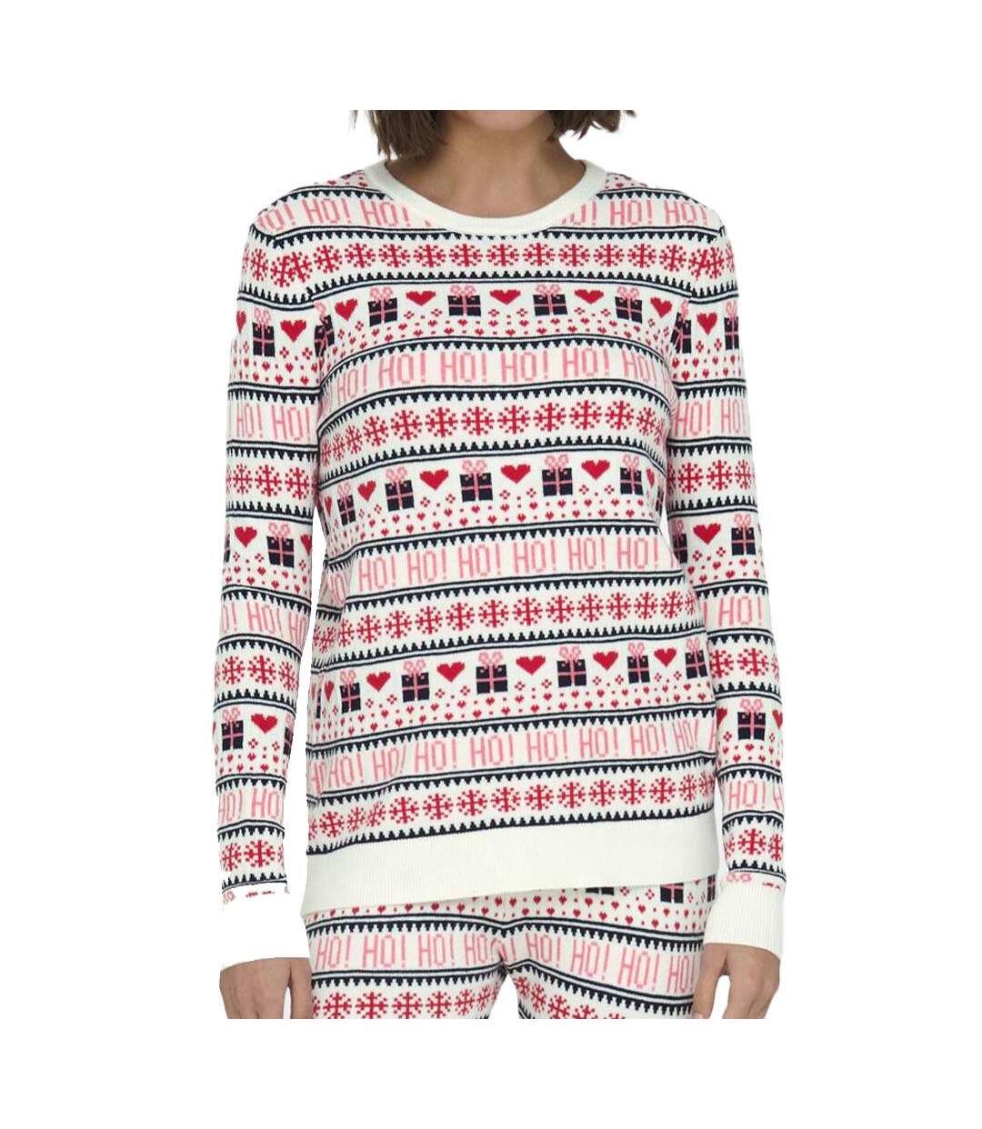 Pull de noël blanc/rose femme only xmas present-1