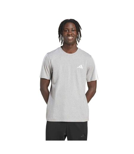 T-shirt Motif/style 3 Rayures Homme Gris Moyen Blanc Adidas