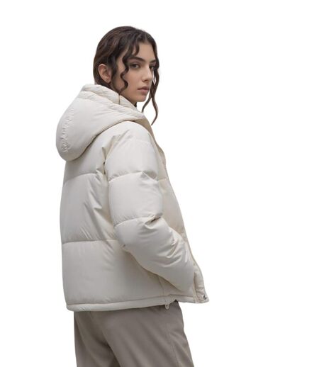 Doudoune courte pour femme beige avec capuche et poches pratiques