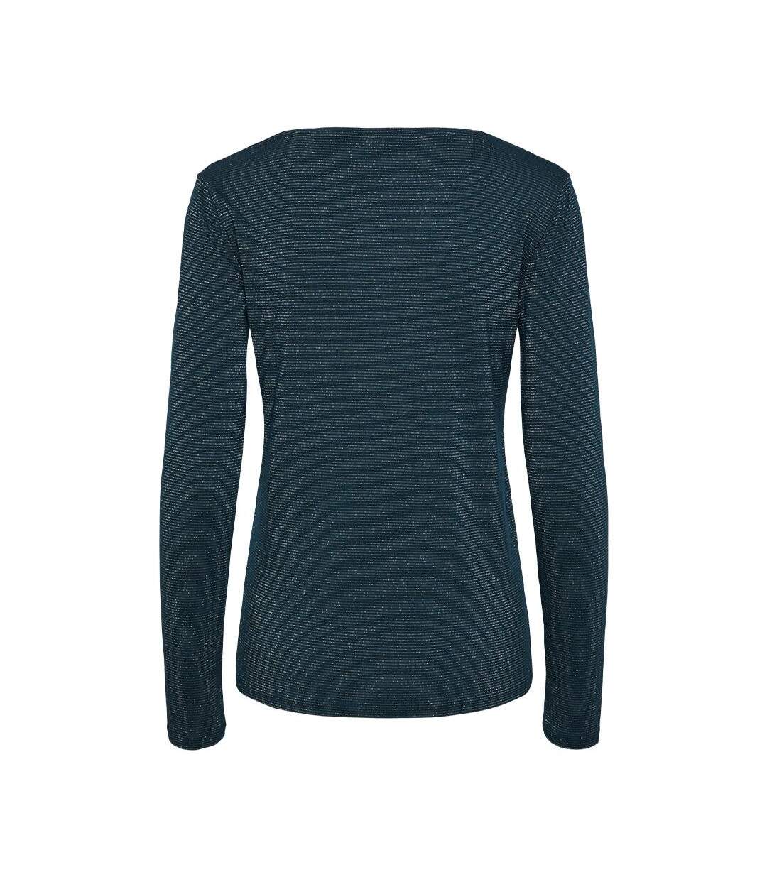 T-Shirt manches longues vert/doré femme pieces billo - m-2