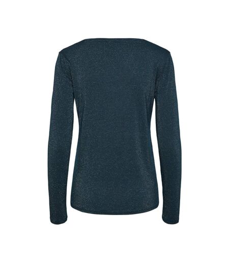 T-Shirt manches longues vert/doré femme pieces billo - m