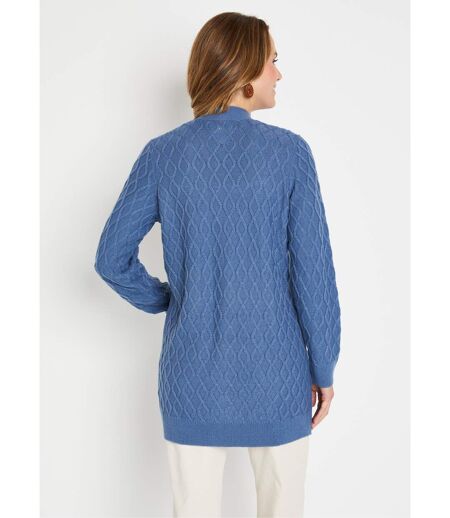 Gilet long boutonné torsades col V