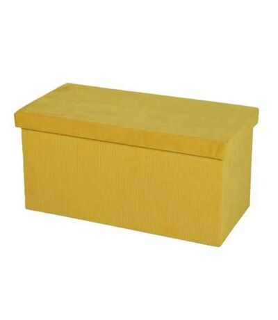 Banc de rangement pliable Kube en velours côtelé - Jaune